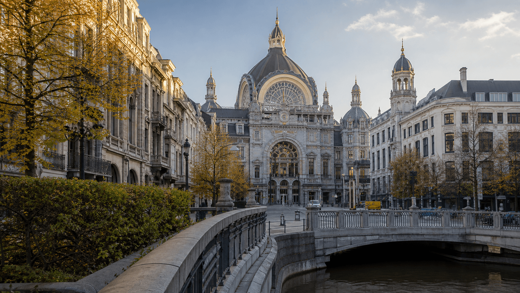 Uitzicht op Antwerpen, bestemming van deze treinroute