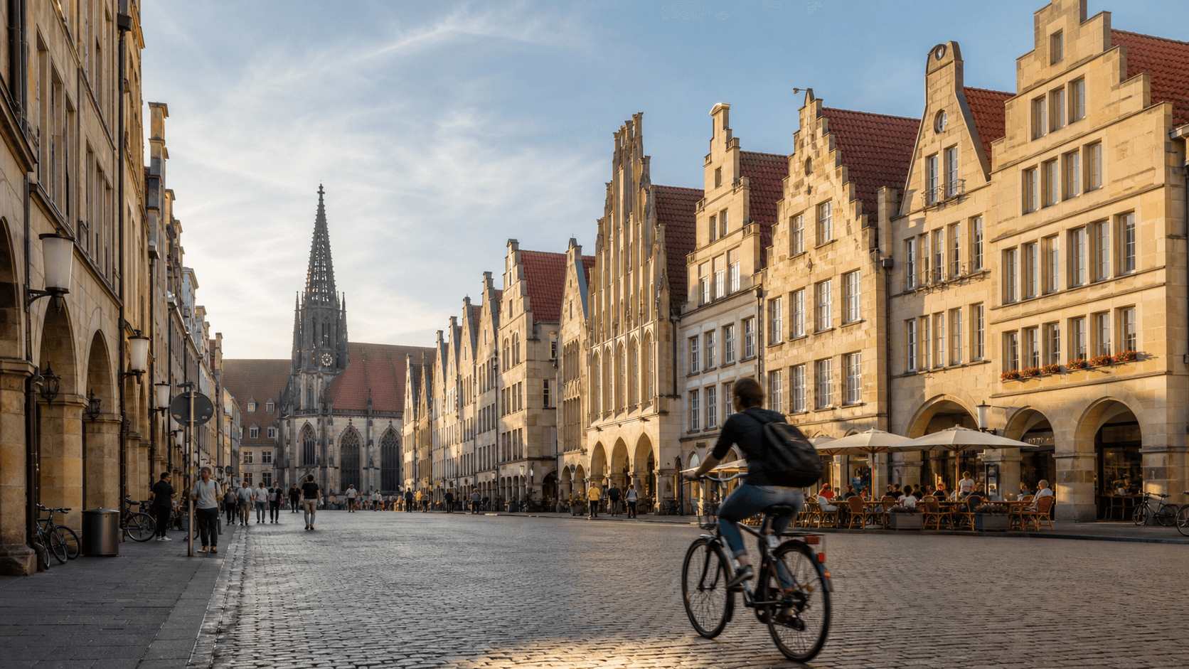 Uitzicht op Münster, bestemming van deze treinroute